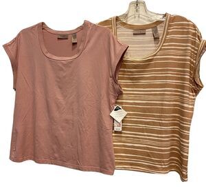 i.e. Bundle Seamless Cap Sleeve Cami Crop Tops L NWT Rose And Tan Rayon/Spandex